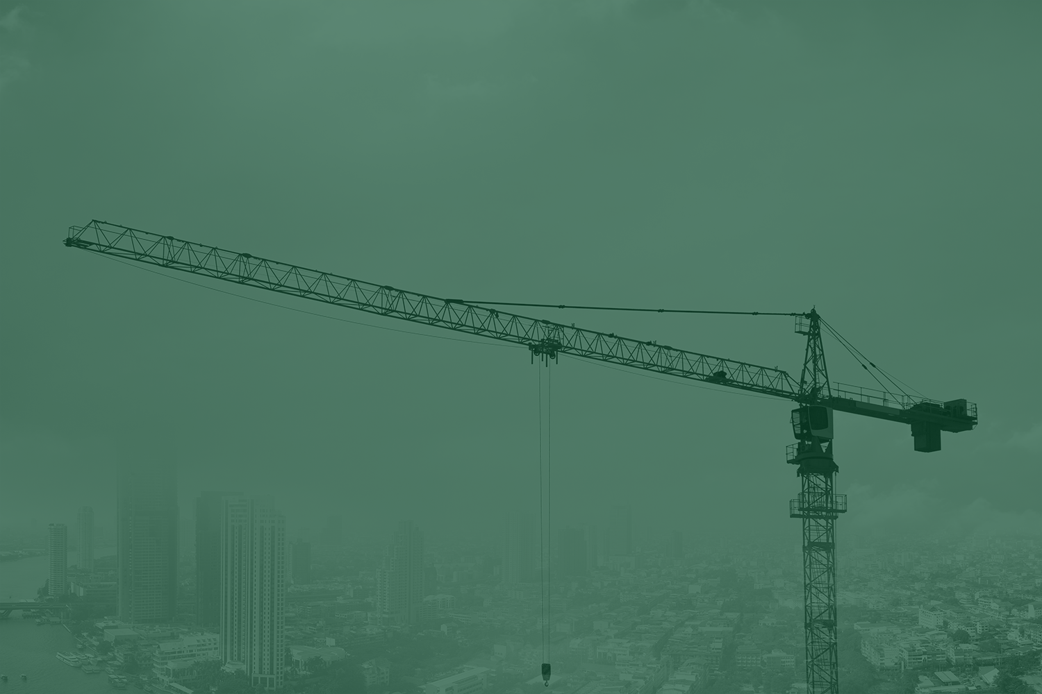 Construction crane at evening